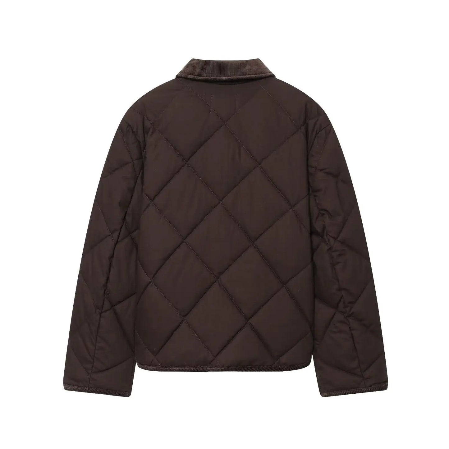 Liana – Women’s Diamond Quilted Zip-Up Jacket with Contrast Collar