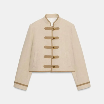 Esmeralda – Women’s Cropped Military Jacket with Toggle Buttons