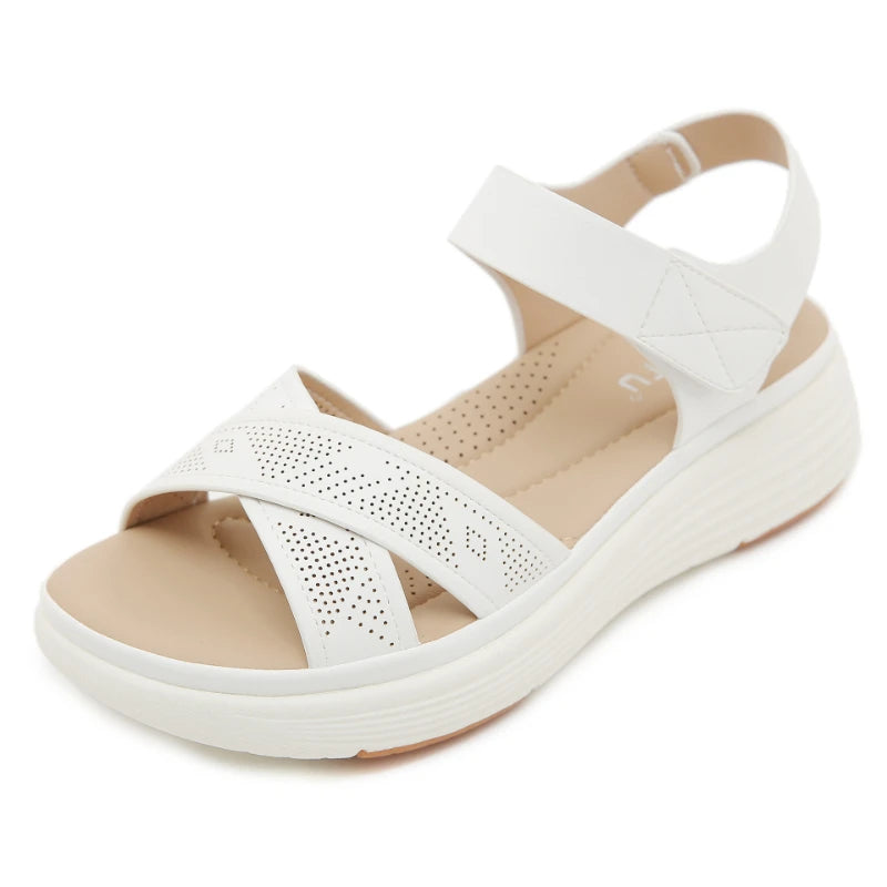 Amoura  European And American Sandals For Women Comfortable Large Size Light And Sweet Thick-Soled Sandals Soft-Soled Velcro Patch