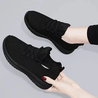 Romina – Women’s Breathable Platform Lace-Up Casual Sneakers Black