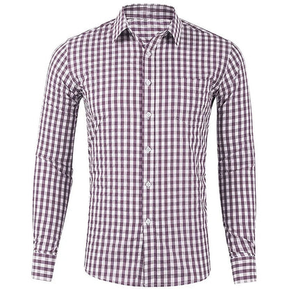 Brandon – Men’s Long Sleeve Checkered Shirt Casual Top