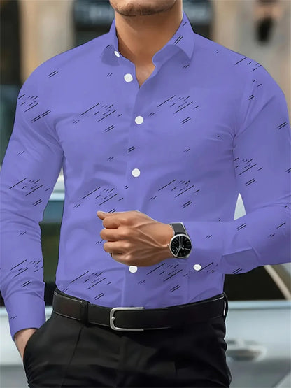 Alexander – Men’s Solid Colour Long-Sleeve Casual Shirt with Lapel