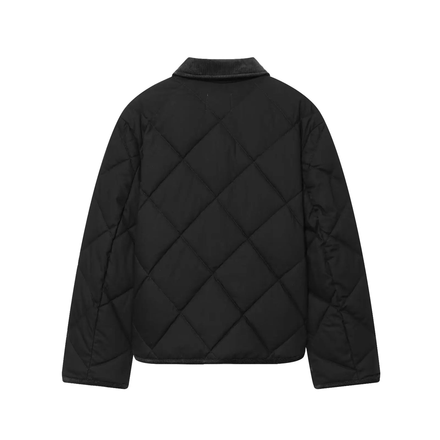 Liana – Women’s Diamond Quilted Zip-Up Jacket with Contrast Collar