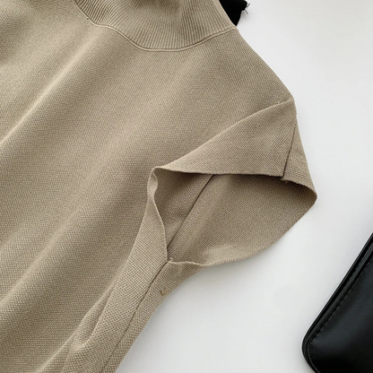 Aaliyah – Women’s Vintage Knit Blouse with Mock Neck Sleeveless Design - Auvrya