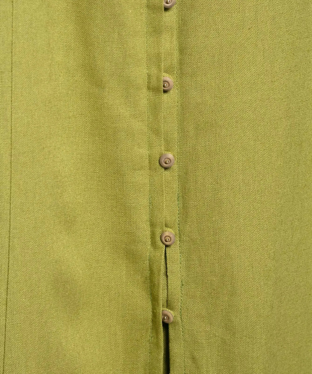 Alice – Women’s Green Sleeveless Midi Dress with Square Neckline & Buttons - Auvrya