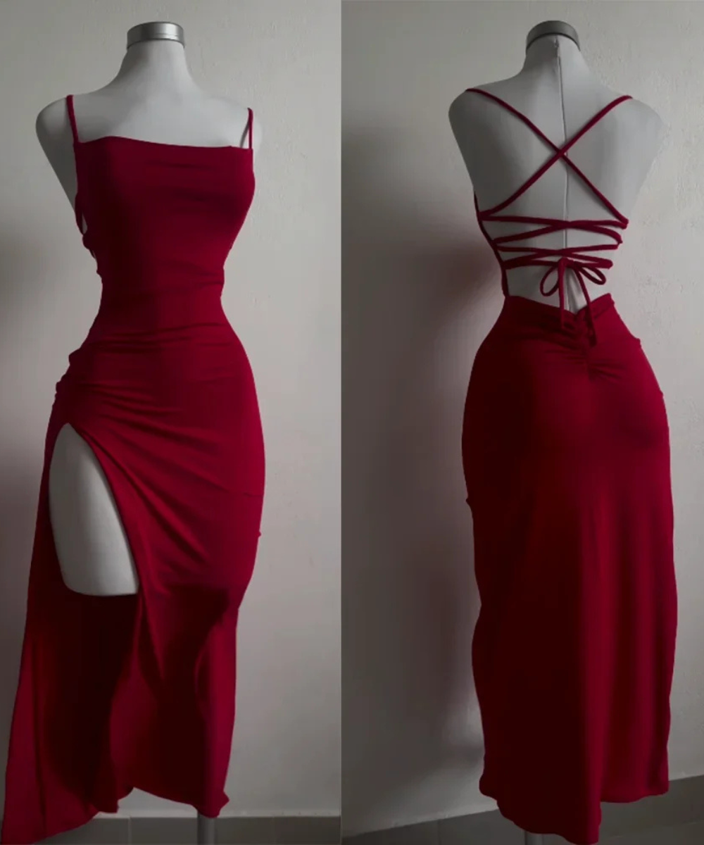 Camila &ndash; Women's Sleeveless Halter Bodycon Dress with Back Tie - Auvrya