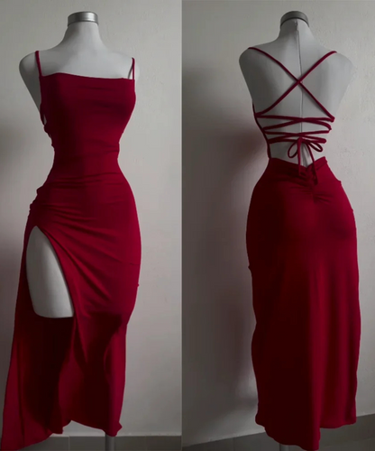 Camila &ndash; Women's Sleeveless Halter Bodycon Dress with Back Tie - Auvrya