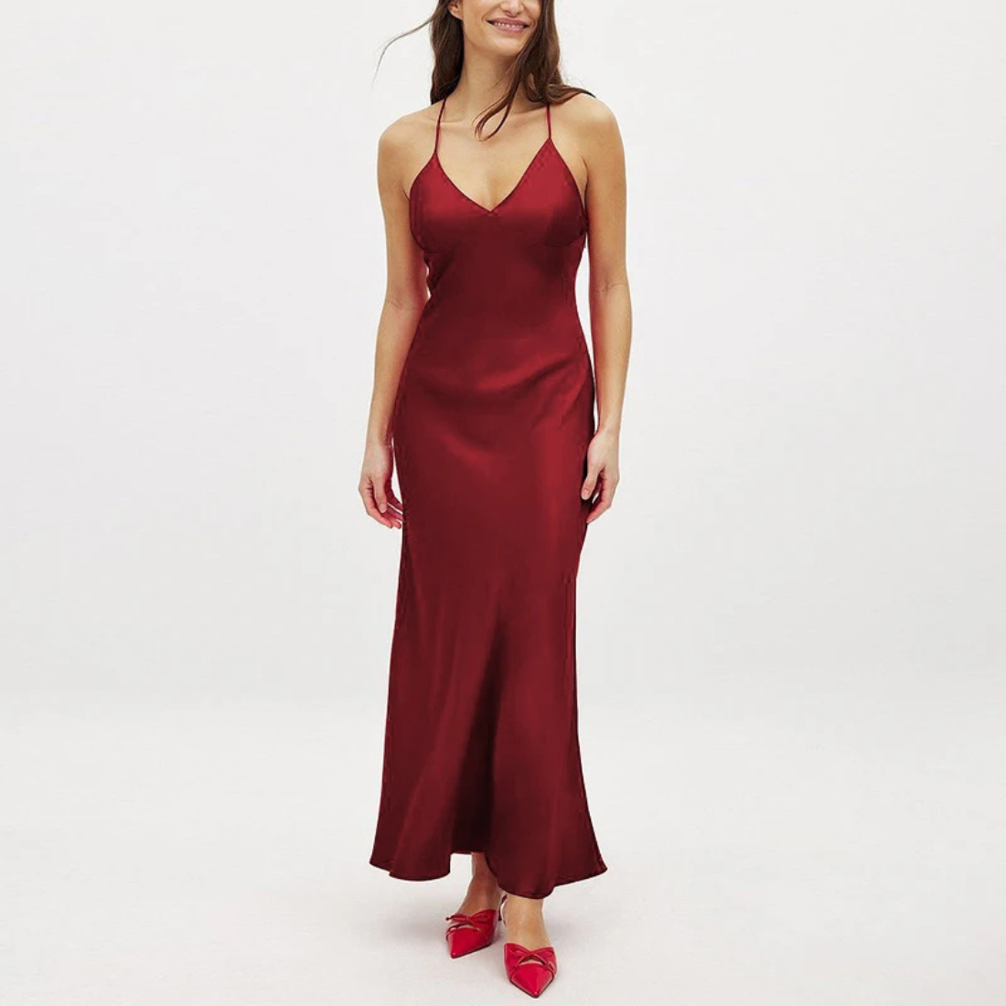 Caroline – Women’s Elegant V-Neck Backless Maxi Evening Dress - Auvrya