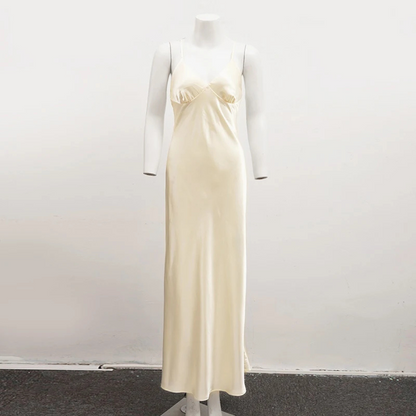 Caroline – Women’s Elegant V-Neck Backless Maxi Evening Dress - Auvrya