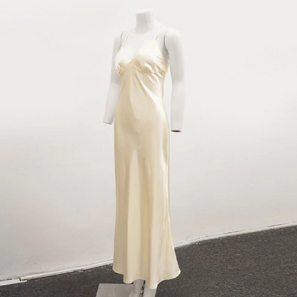 Caroline – Women’s Elegant V-Neck Backless Maxi Evening Dress - Auvrya