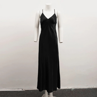 Caroline – Women’s Elegant V-Neck Backless Maxi Evening Dress - Auvrya