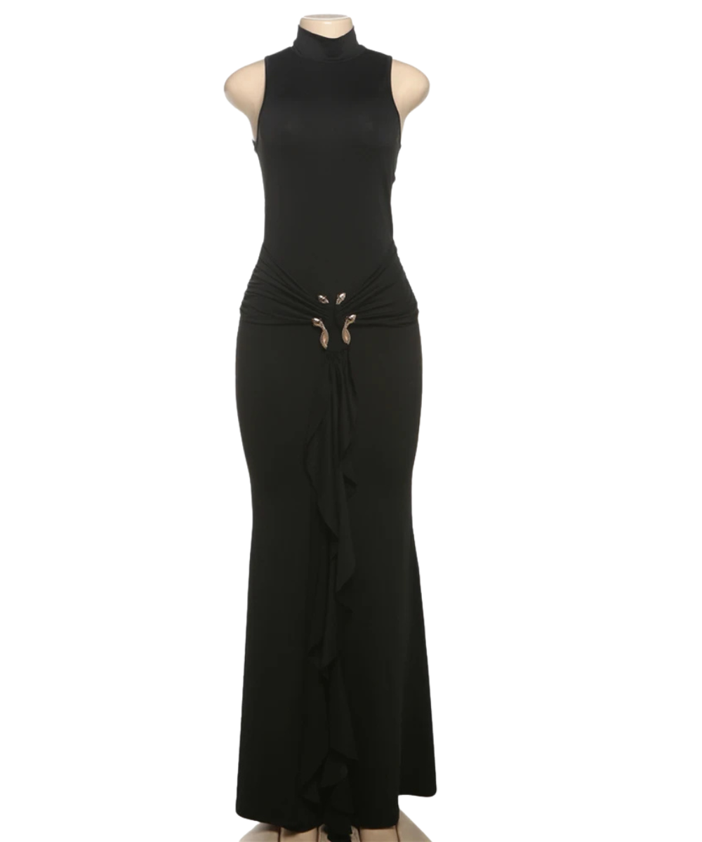 Claire – Women’s Elegant Bodycon Maxi Dress Sleeveless Turtleneck - Auvrya