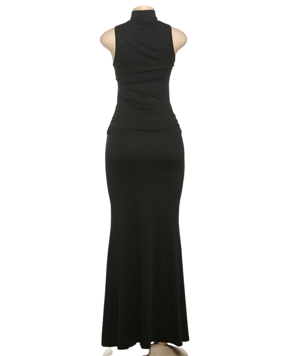 Claire – Women’s Elegant Bodycon Maxi Dress Sleeveless Turtleneck - Auvrya