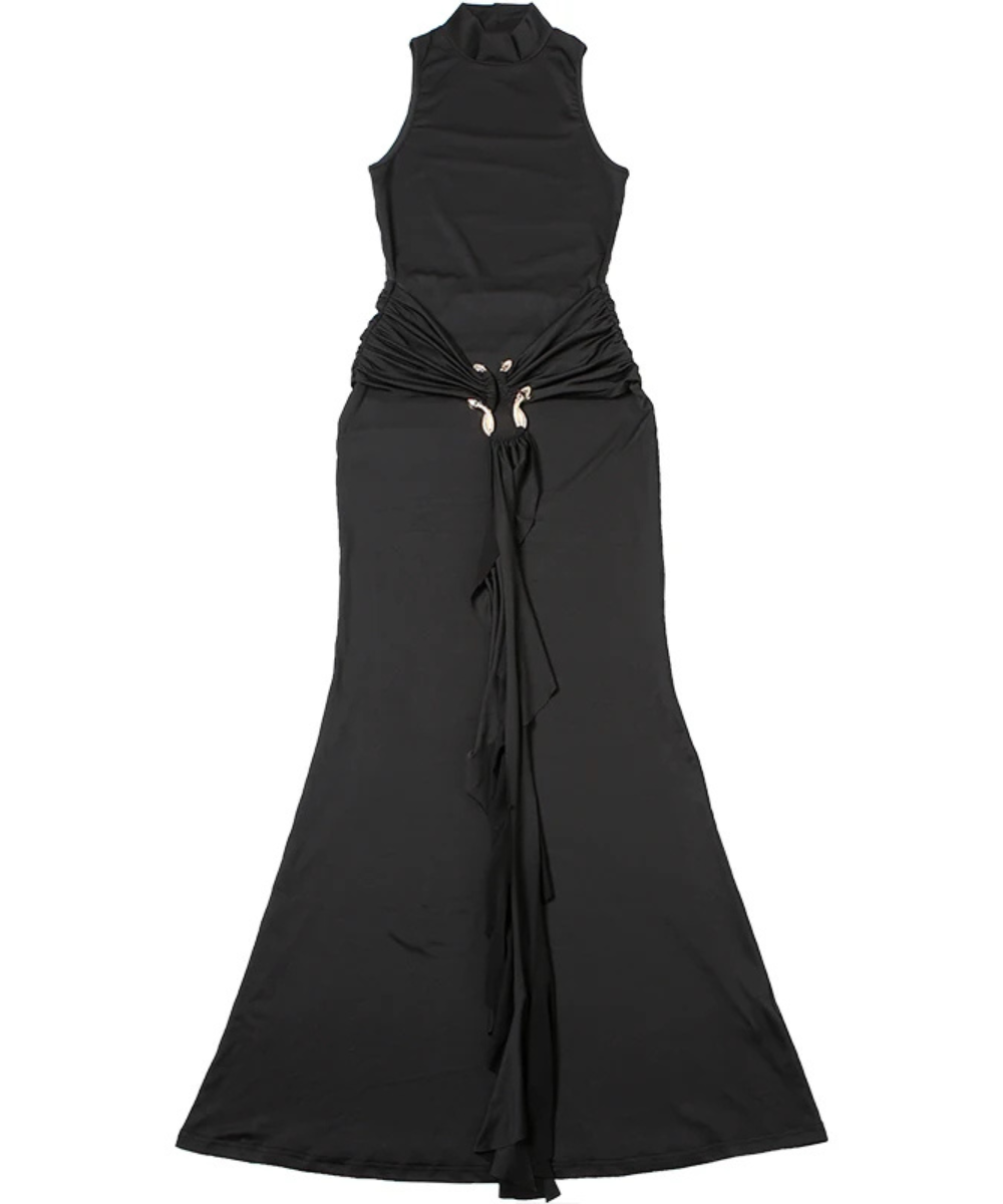 Claire – Women’s Elegant Bodycon Maxi Dress Sleeveless Turtleneck - Auvrya