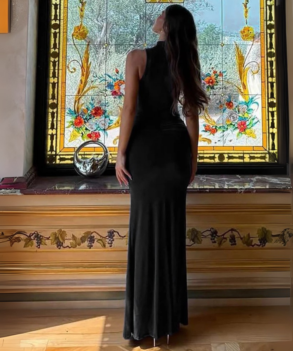 Claire – Women’s Elegant Bodycon Maxi Dress Sleeveless Turtleneck - Auvrya