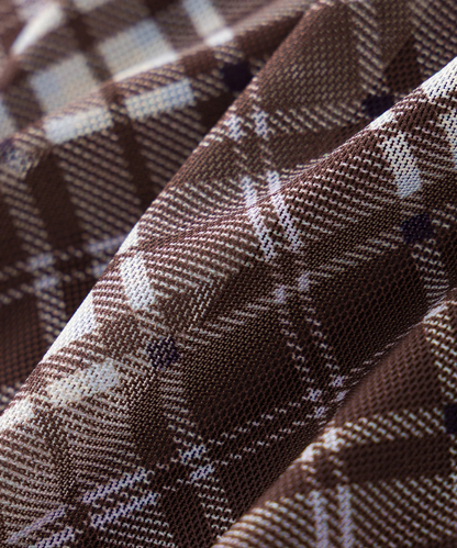 Eliana – Women’s Plaid Two Piece Dress Set with Mesh Top & Midi Skirt - Auvrya