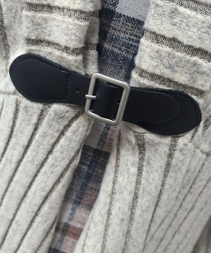 Elizabeth &ndash; Women&rsquo;s Knitted Plaid Midi Dress Sleeveless Two-Piece Set - Auvrya