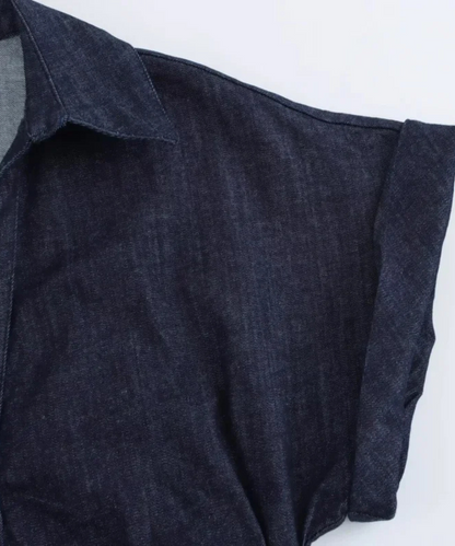 Evelyn &ndash; Women&rsquo;s Denim Midi Dress Slim Fit with Ruched Waist - Auvrya