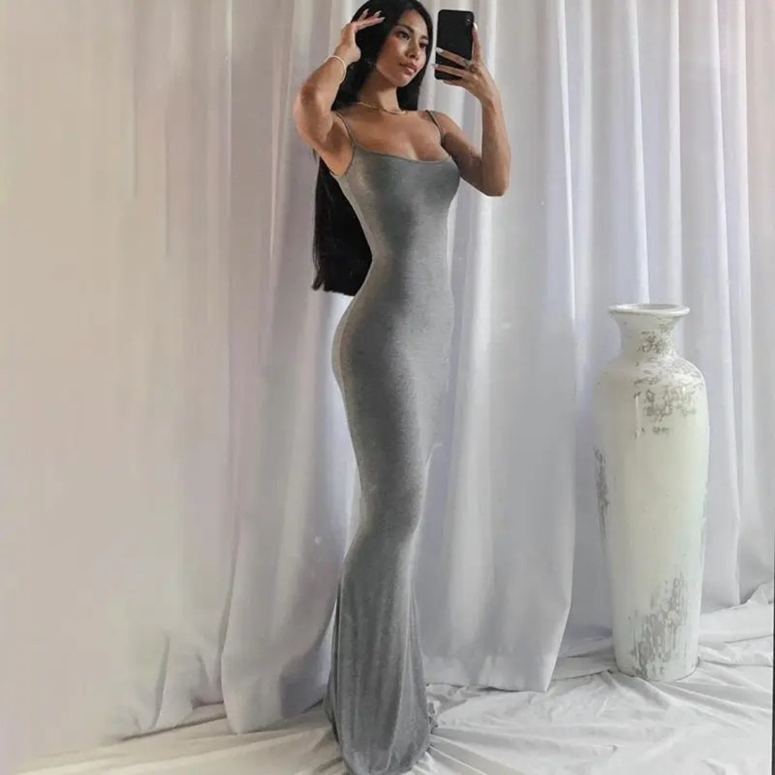 Hailey – Women’s Satin Slip Maxi Dress Sleeveless Backless Bodycon - Auvrya