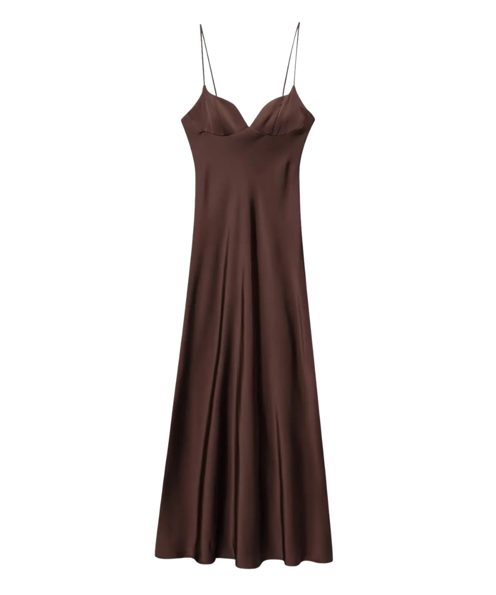 Hannah &ndash; Women&rsquo;s Satin Maxi Dress Sleeveless V-Neck with Straps - Auvrya