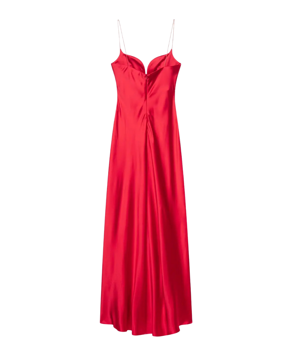 Hannah &ndash; Women&rsquo;s Satin Maxi Dress Sleeveless V-Neck with Straps - Auvrya