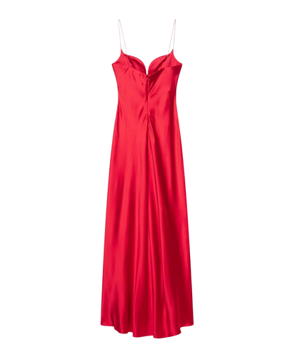 Hannah &ndash; Women&rsquo;s Satin Maxi Dress Sleeveless V-Neck with Straps - Auvrya