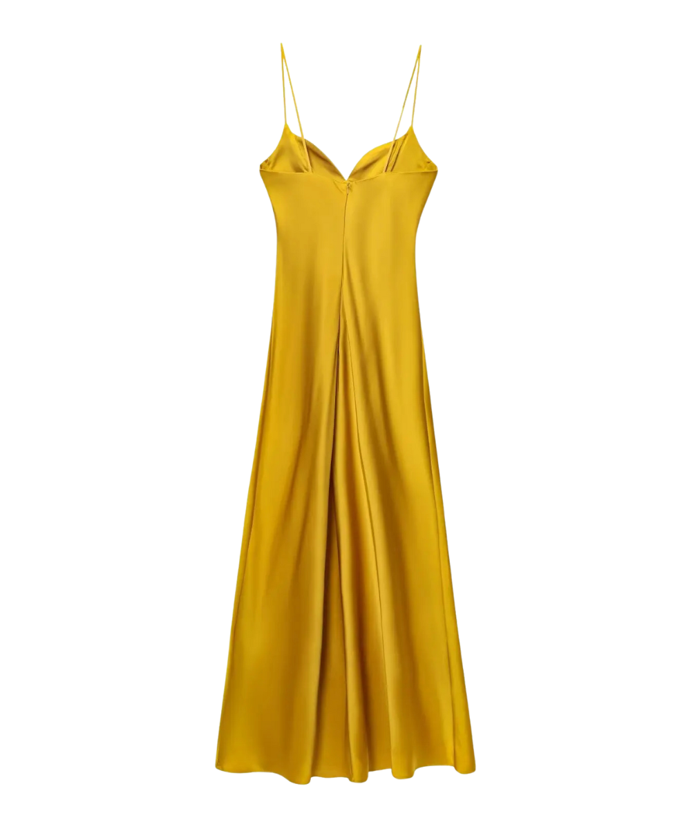 Hannah &ndash; Women&rsquo;s Satin Maxi Dress Sleeveless V-Neck with Straps - Auvrya