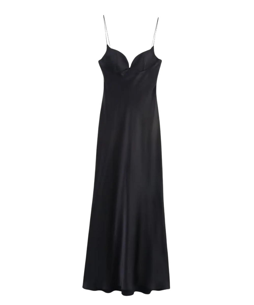 Hannah &ndash; Women&rsquo;s Satin Maxi Dress Sleeveless V-Neck with Straps - Auvrya