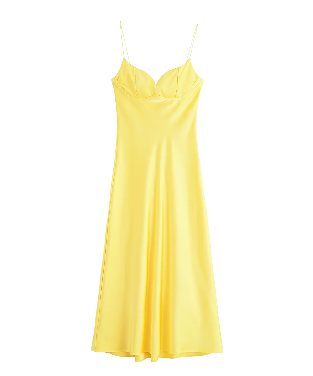 Hannah &ndash; Women&rsquo;s Satin Maxi Dress Sleeveless V-Neck with Straps - Auvrya