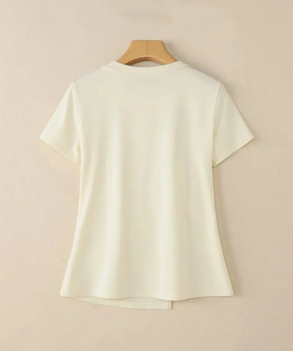 Nevaeh – Women’s Short Sleeve Blouse Casual Round Neck with Waist Detail - Auvrya