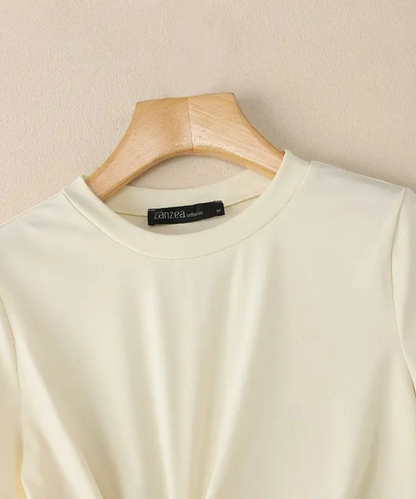 Nevaeh – Women’s Short Sleeve Blouse Casual Round Neck with Waist Detail - Auvrya