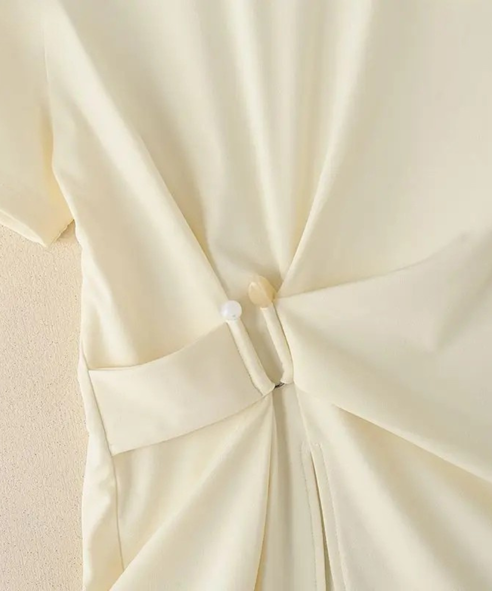 Nevaeh – Women’s Short Sleeve Blouse Casual Round Neck with Waist Detail - Auvrya