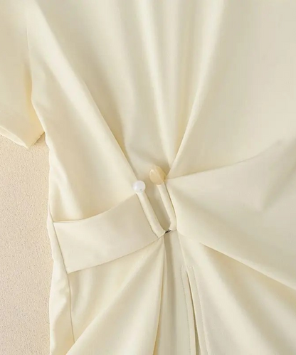 Nevaeh – Women’s Short Sleeve Blouse Casual Round Neck with Waist Detail - Auvrya