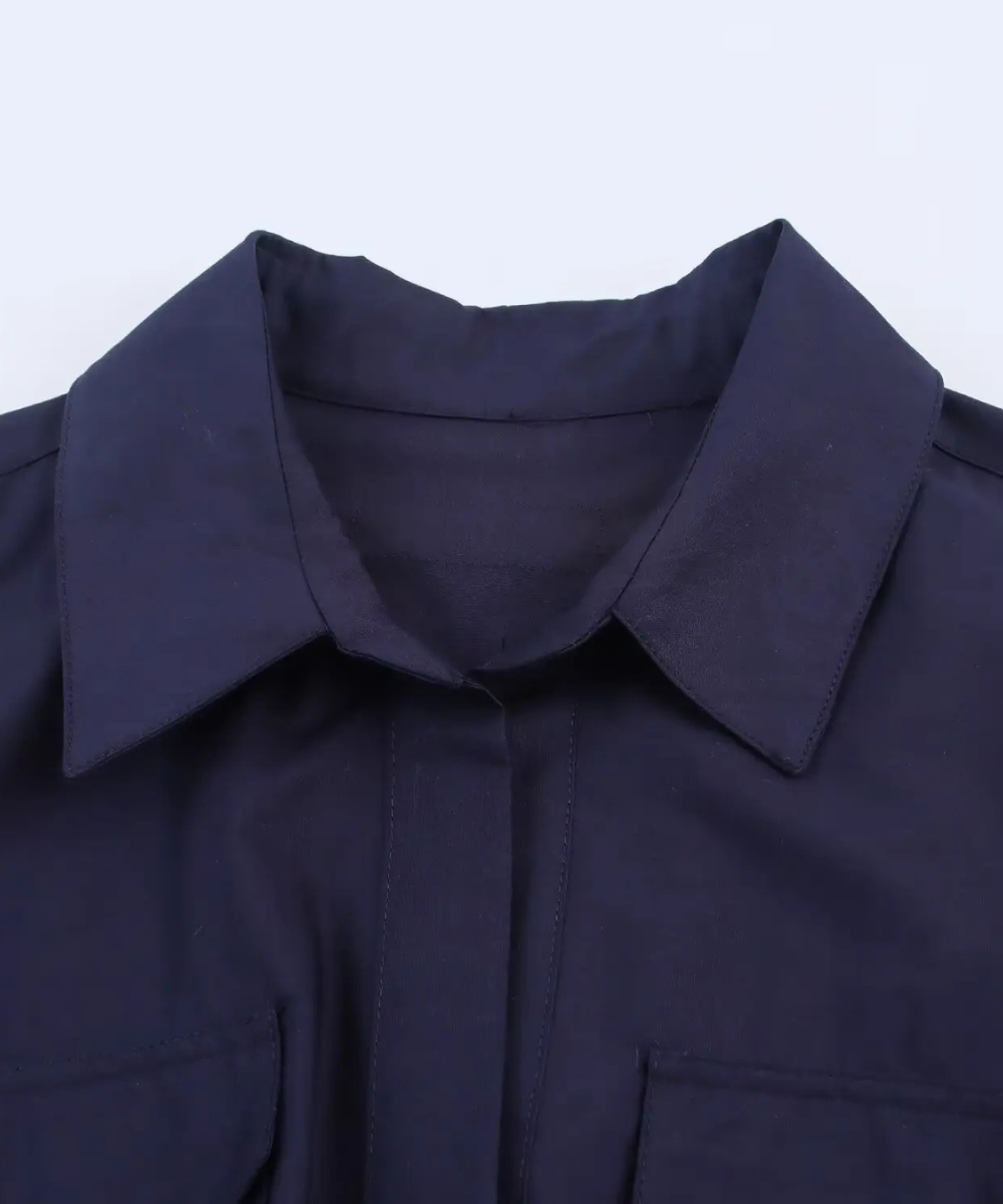 Nora &ndash; Women&rsquo;s Long Sleeve Shirt Dress with Belt and Lapel Collar - Auvrya