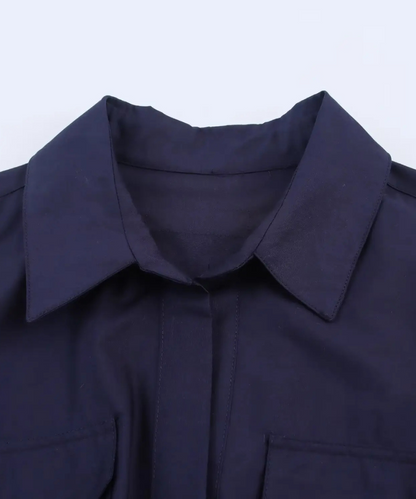 Nora &ndash; Women&rsquo;s Long Sleeve Shirt Dress with Belt and Lapel Collar - Auvrya