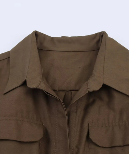 Nora &ndash; Women&rsquo;s Long Sleeve Shirt Dress with Belt and Lapel Collar - Auvrya