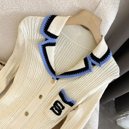 Penelope – Women’s Knit Midi Dress with Contrast Trim - Auvrya