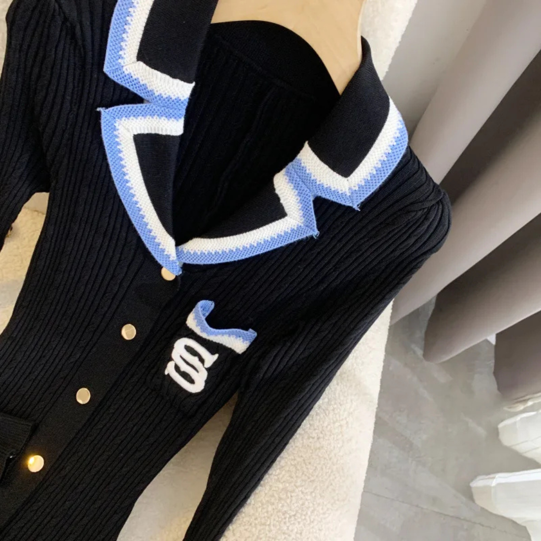 Penelope – Women’s Knit Midi Dress with Contrast Trim - Auvrya