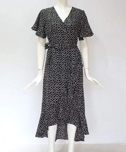 Peyton – Women’s Boho Floral Wrap Maxi Dress Chiffon Ruffle V-Neck - Auvrya