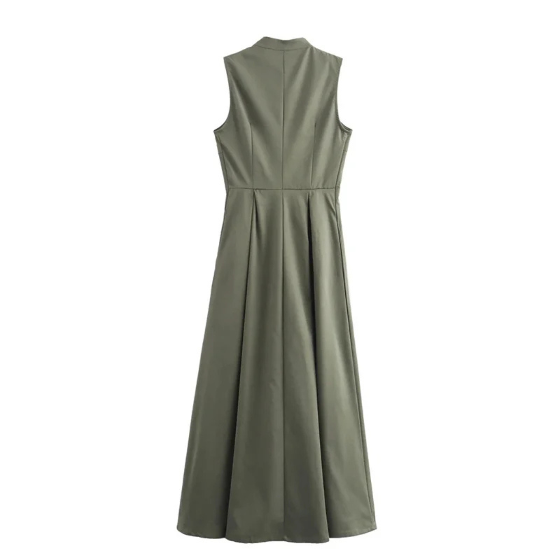 Quinn – Women’s Pleated Zip-Front Midi Dress Sleeveless Elegant Bodycon - Auvrya