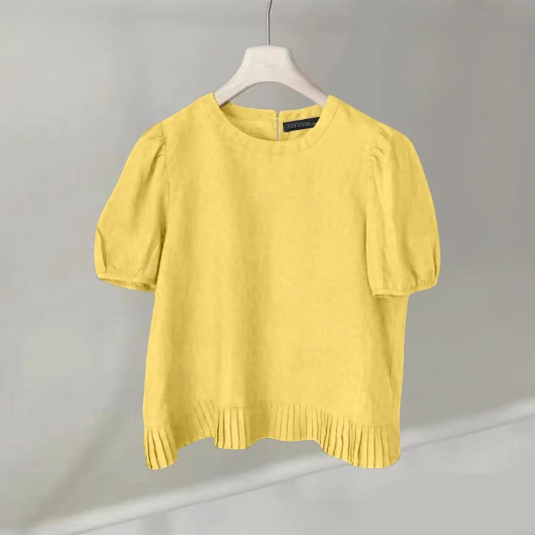 Rylee – Women’s Casual Puff Sleeve Blouse Loose Fit Round Neck Top - Auvrya