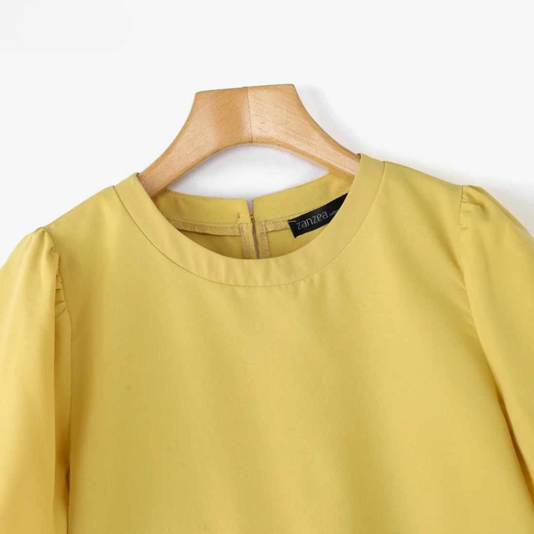 Rylee – Women’s Casual Puff Sleeve Blouse Loose Fit Round Neck Top - Auvrya