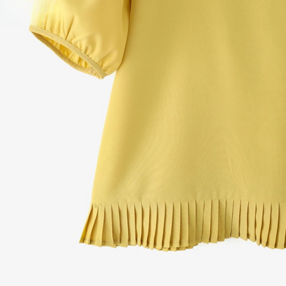 Rylee – Women’s Casual Puff Sleeve Blouse Loose Fit Round Neck Top - Auvrya