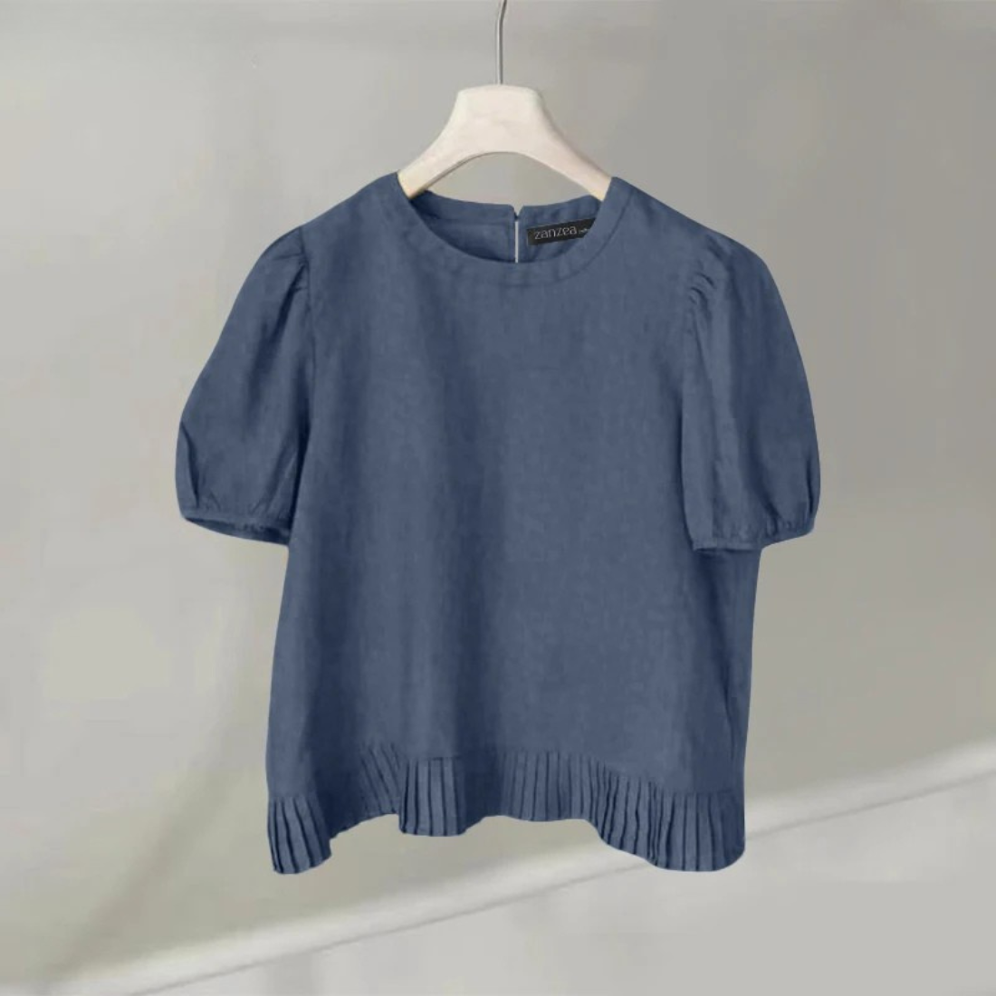 Rylee – Women’s Casual Puff Sleeve Blouse Loose Fit Round Neck Top - Auvrya
