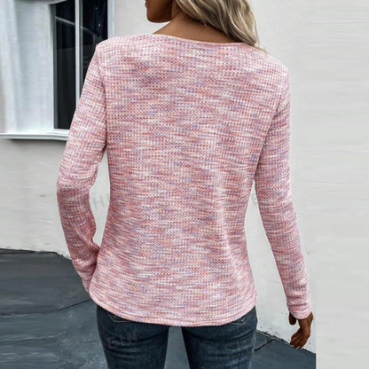 Sophie – Women’s Long Sleeve Blouse V-Neck Button Front Casual Top - Auvrya