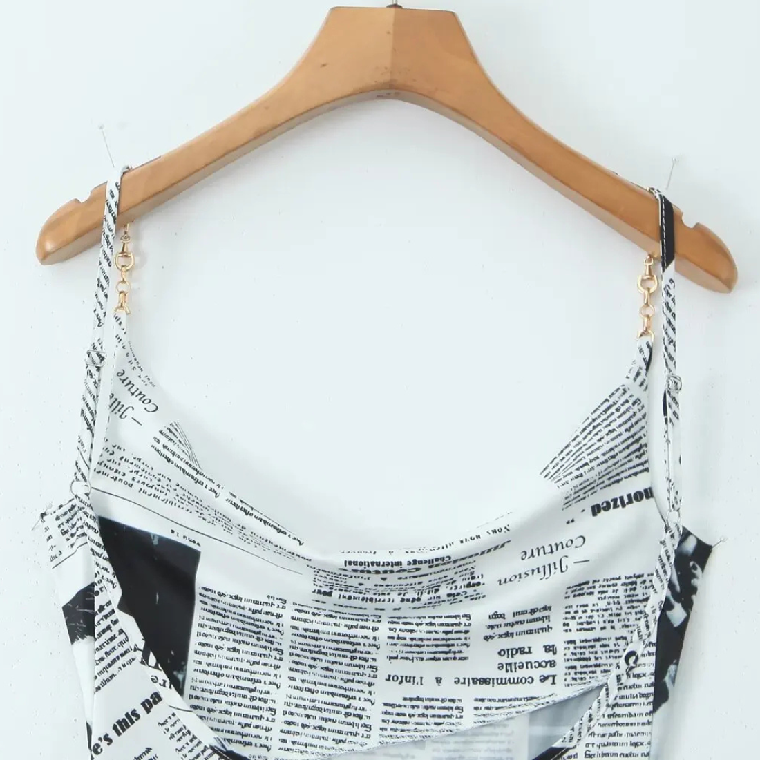 Stella – Women’s Cami Dress Newspaper Print Asymmetrical Hem - Auvrya