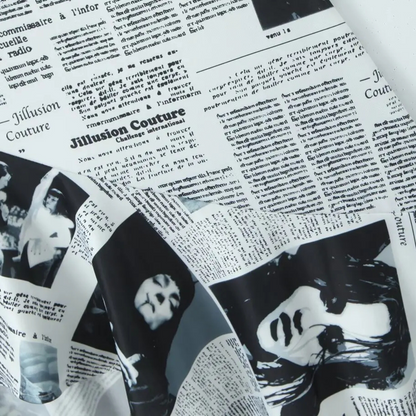 Stella – Women’s Cami Dress Newspaper Print Asymmetrical Hem - Auvrya