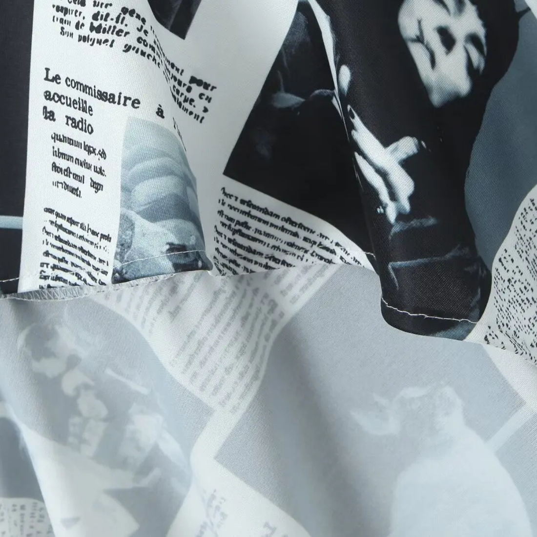 Stella – Women’s Cami Dress Newspaper Print Asymmetrical Hem - Auvrya