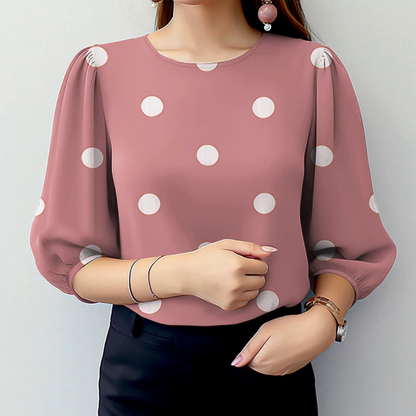 Taylor – Women’s Polka Dot Puff Sleeve Blouse Casual Work Top - Auvrya